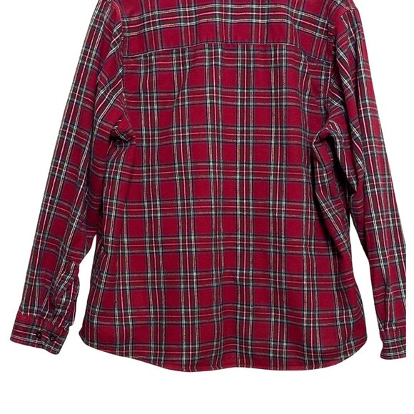 L.L. Bean Womens Red Plaid Flannel Shirt Long Sleeves Collar Button-Down Size XL - Picture 6 of 12